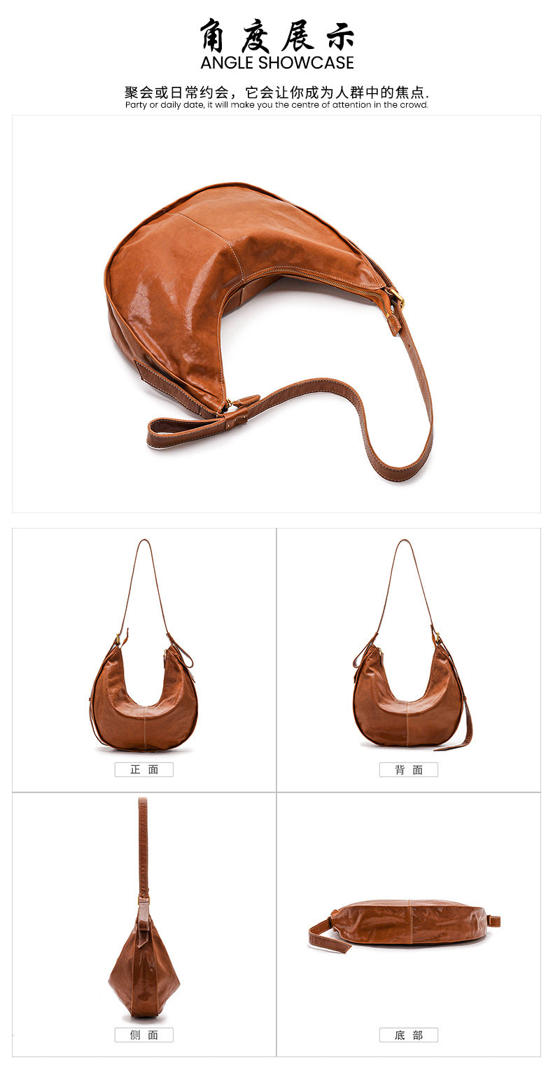 Vegetable-Tanned Leather Shoulder Bag