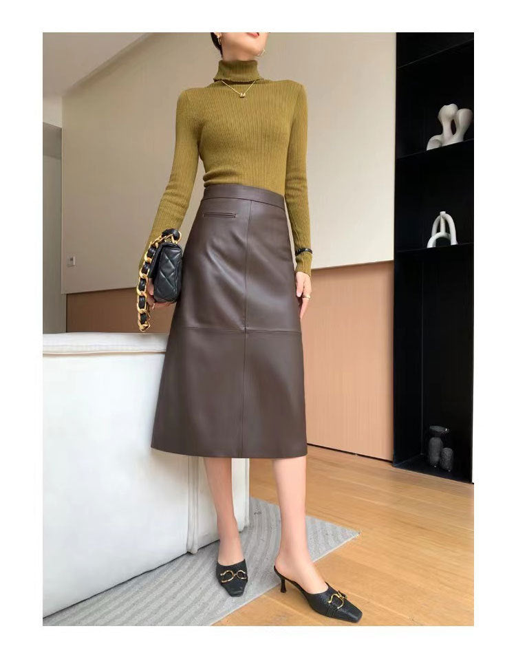 Women’s Sheepskin Leather A-Line Dress