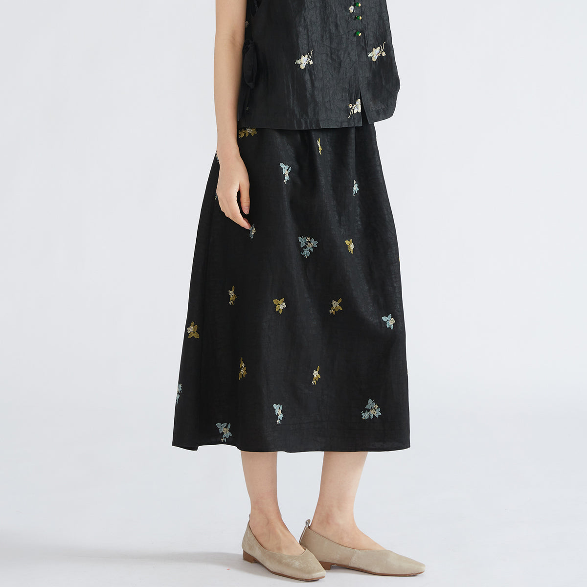 Women’s Mulberry Silk Embroidered Skirt