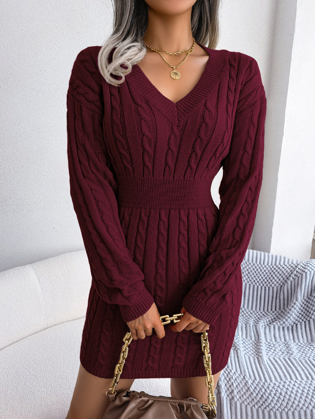 Twist-Waist Sweater Dress