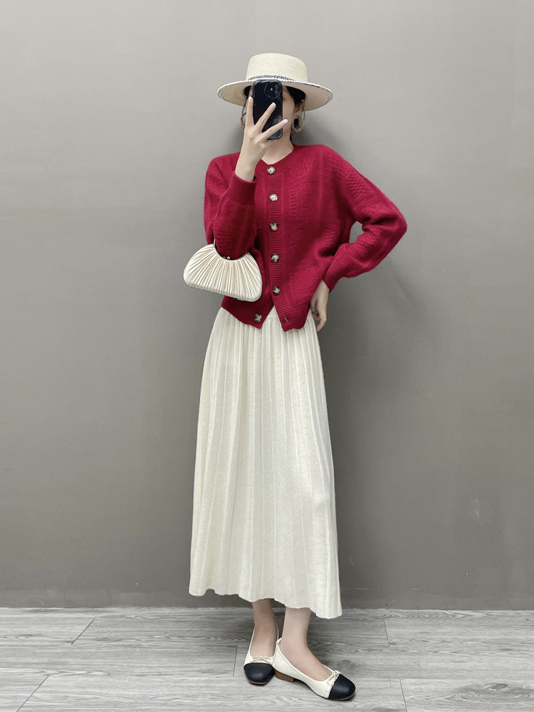 Women’s Cashmere-Wool Pleated Skirt