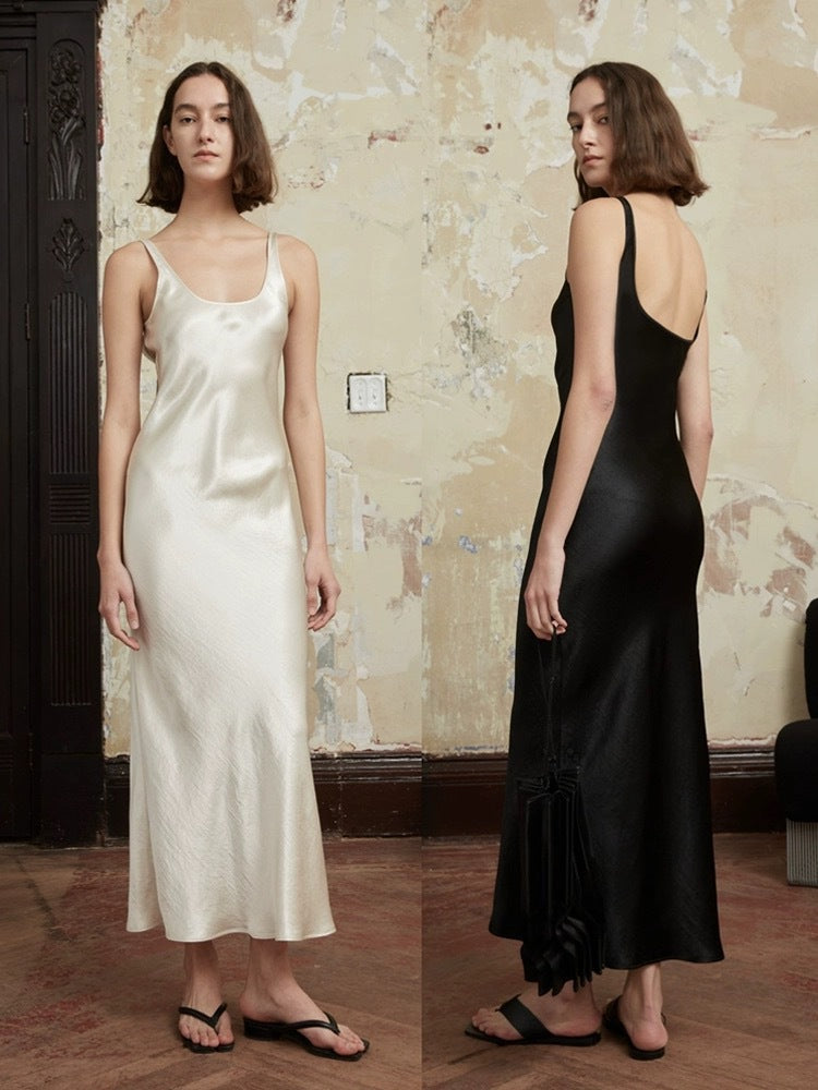Women’s Pleated Satin Maxi Dress