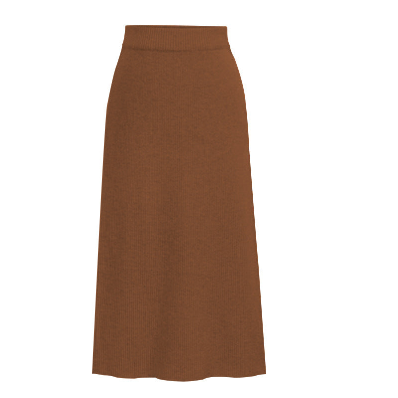 High-Waist Wool-Style Skirt