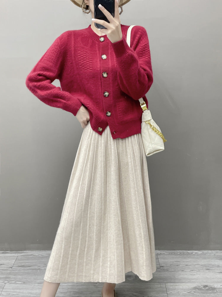 Women’s Cashmere-Wool Pleated Skirt