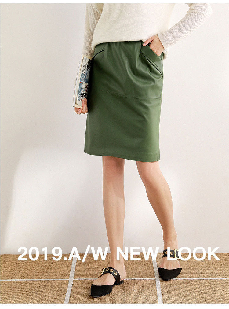 Women’s Lambskin A-Line Midi Skirt