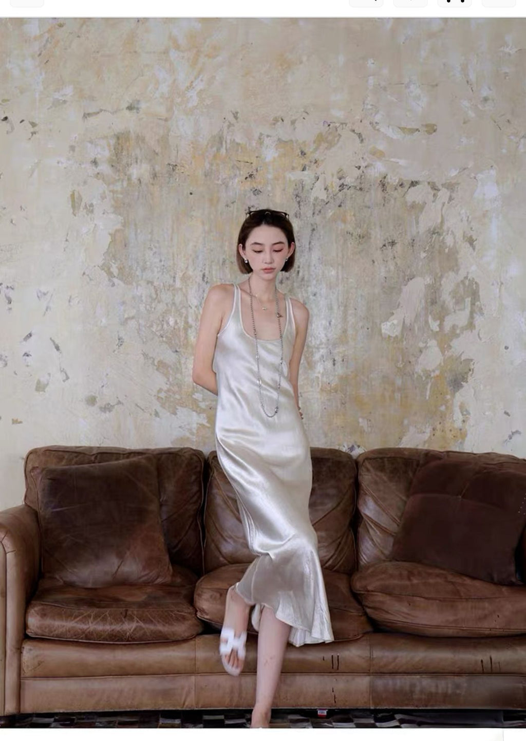 Women’s Pleated Satin Maxi Dress