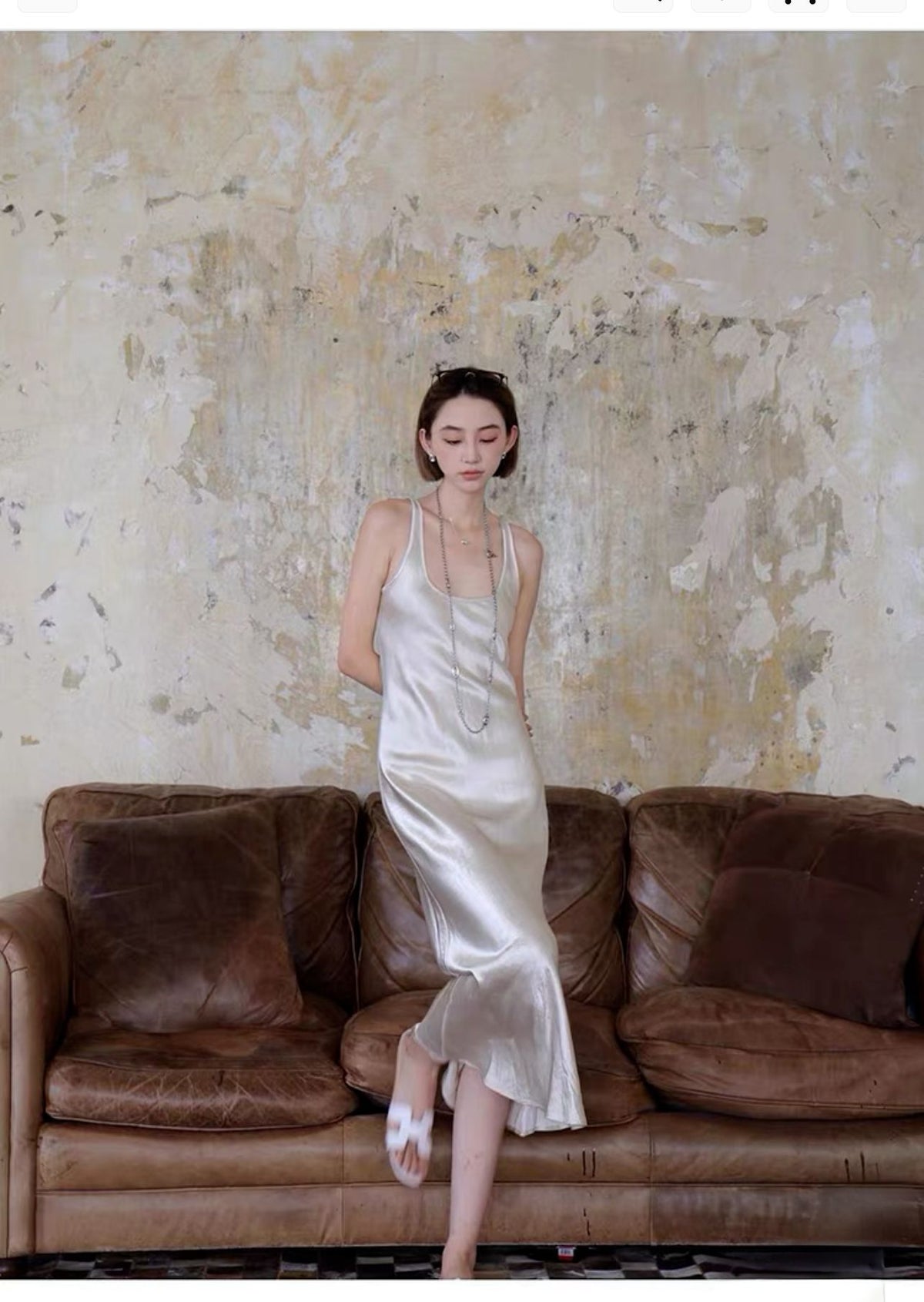 Women’s Pleated Satin Maxi Dress