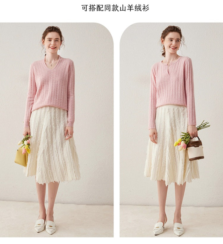Women’s Cashmere A-Line Midi Skirt