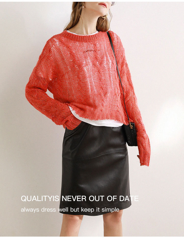Women’s Lambskin A-Line Midi Skirt