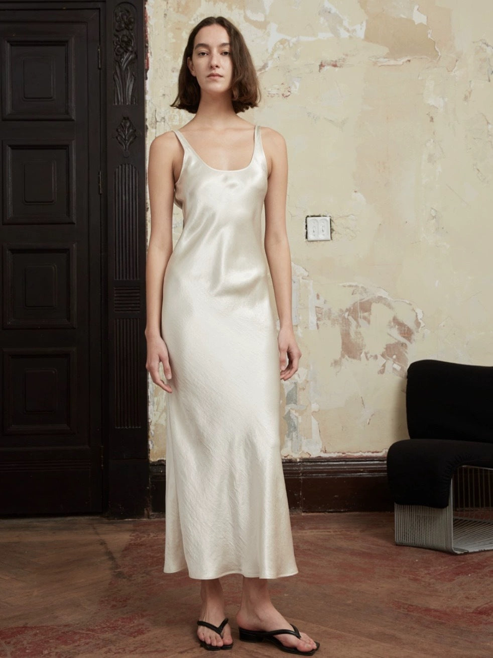 Women’s Pleated Satin Maxi Dress