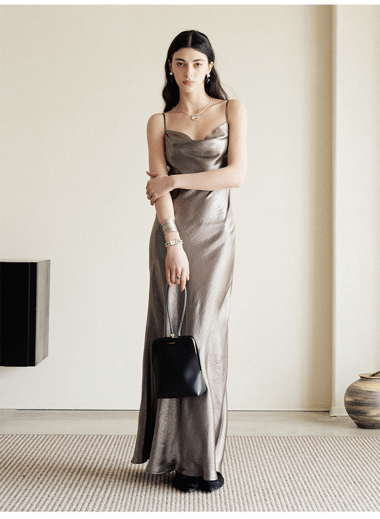 Women’s Pleated Satin-Style Dress