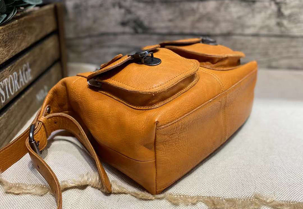 Vegetable-Tanned Leather Shoulder Bag