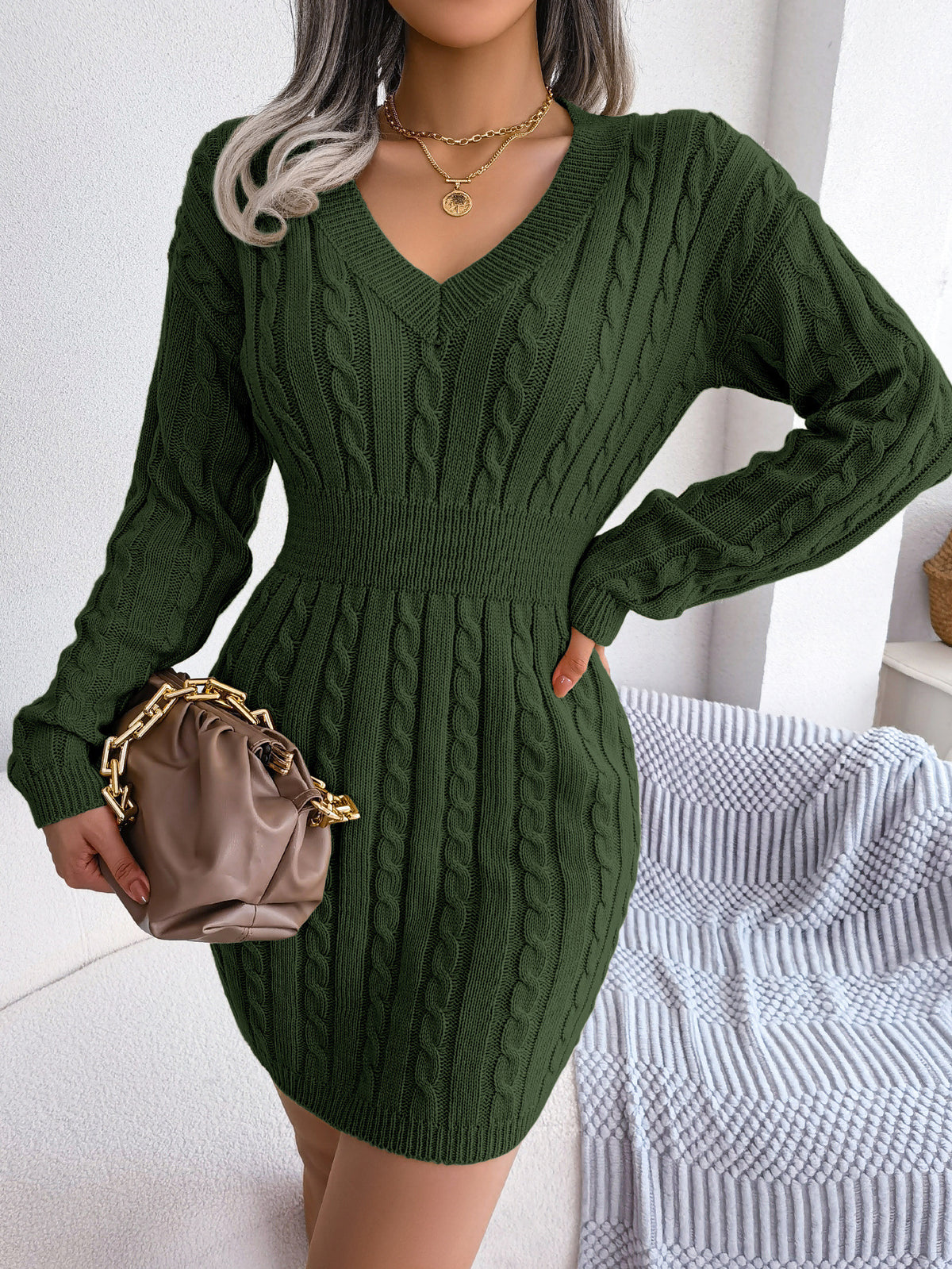 Twist-Waist Sweater Dress
