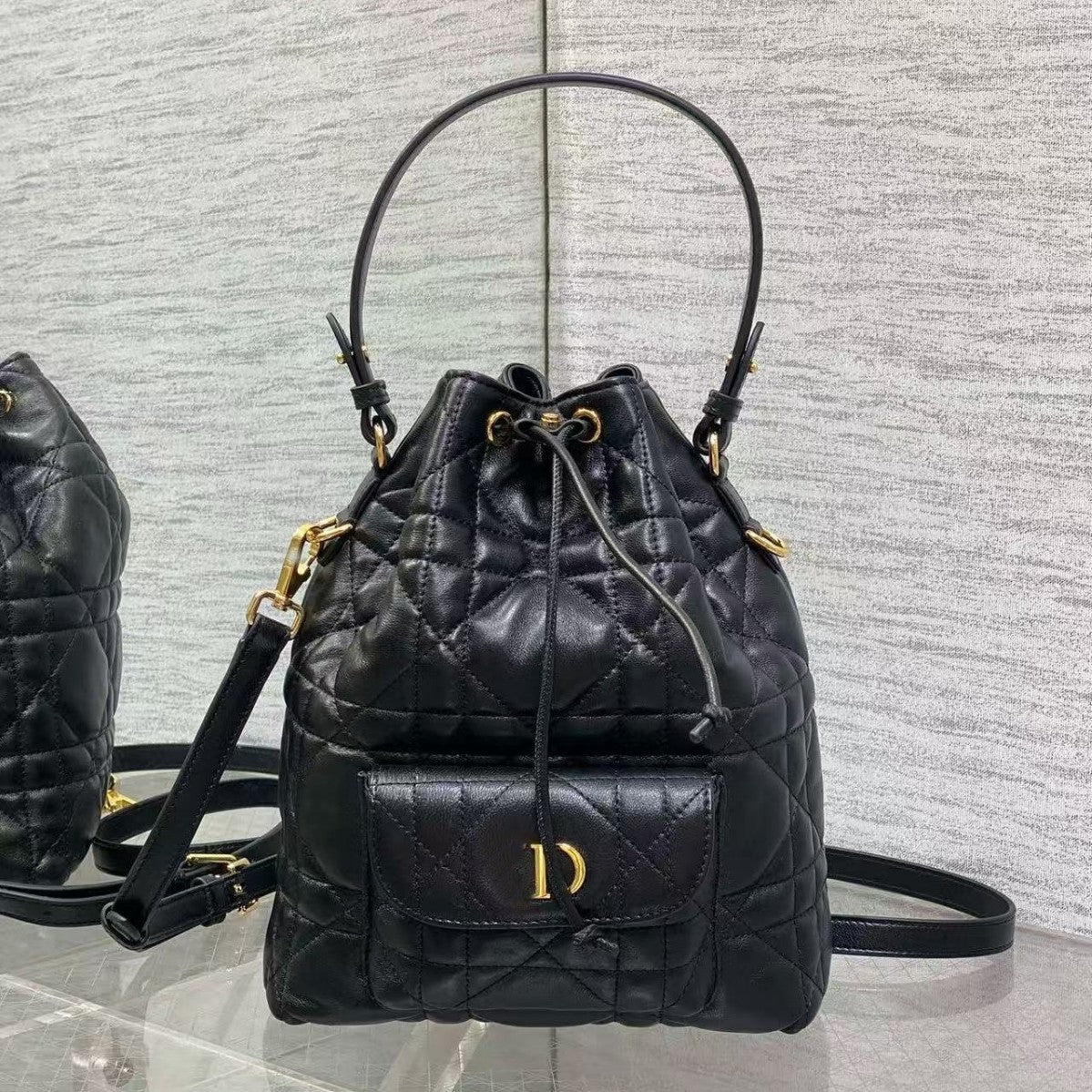 Genuine Leather Bucket Bag
