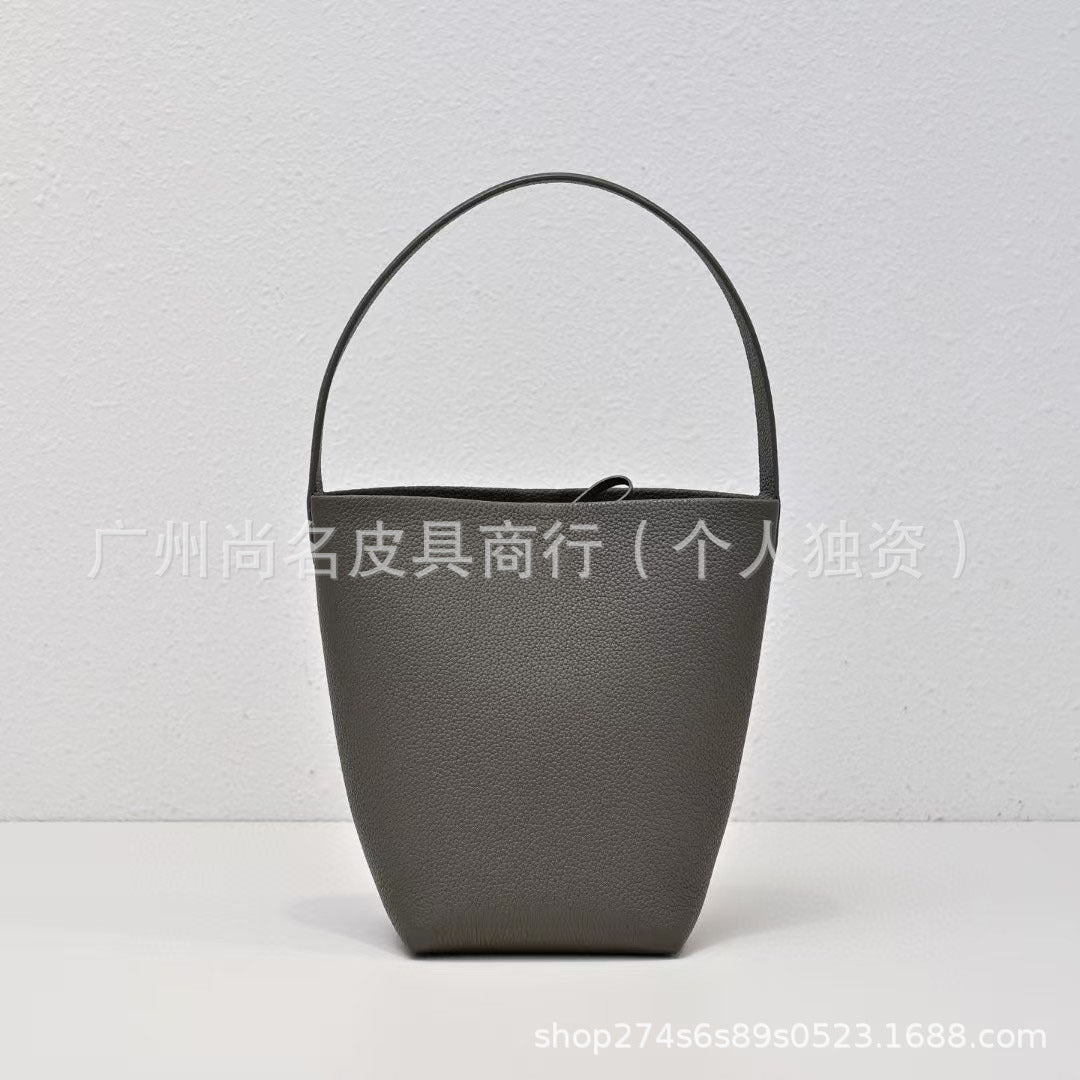 Genuine Leather Bucket Tote Bag