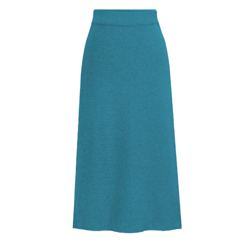 High-Waist Wool-Style Skirt