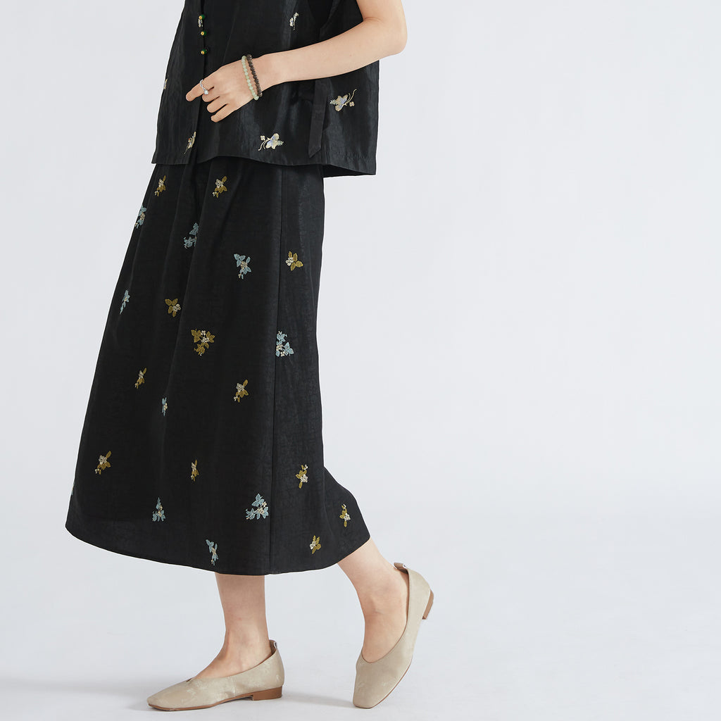 Women’s Mulberry Silk Embroidered Skirt
