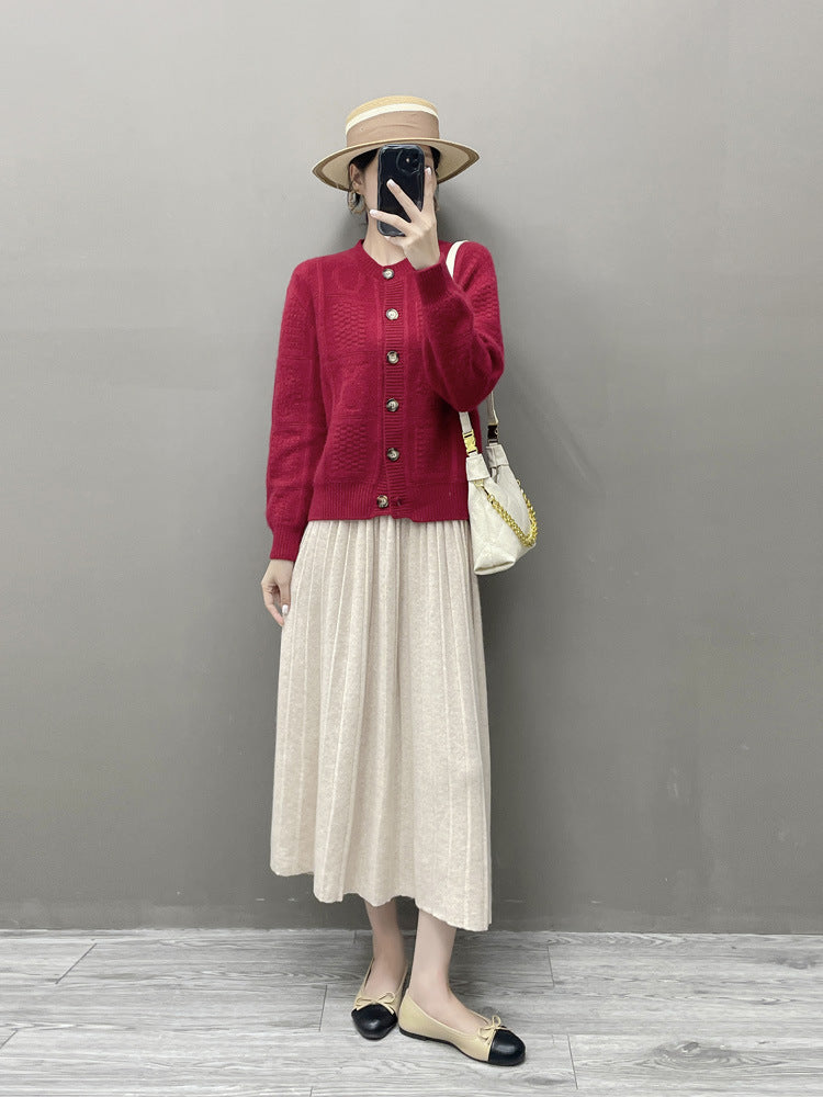Women’s Cashmere-Wool Pleated Skirt