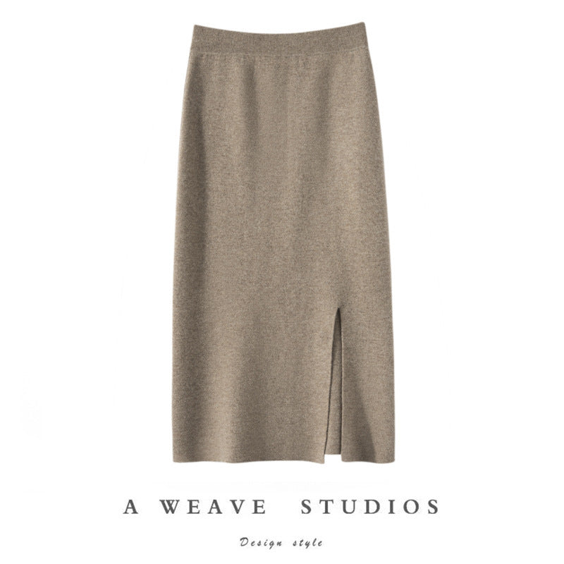 Women’s Cashmere-Wool High-Slit Skirt