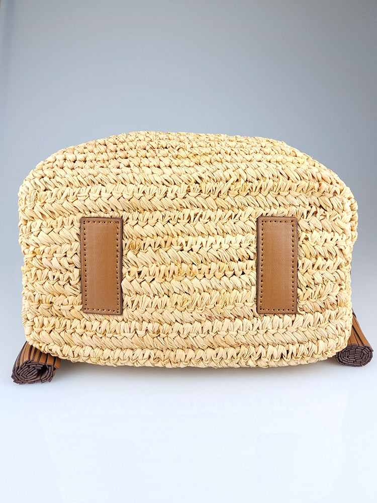 Woven Raffia Bucket Shoulder Bag