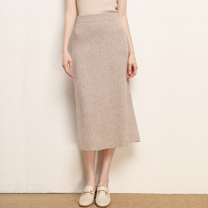 High-Waist Wool-Style Skirt