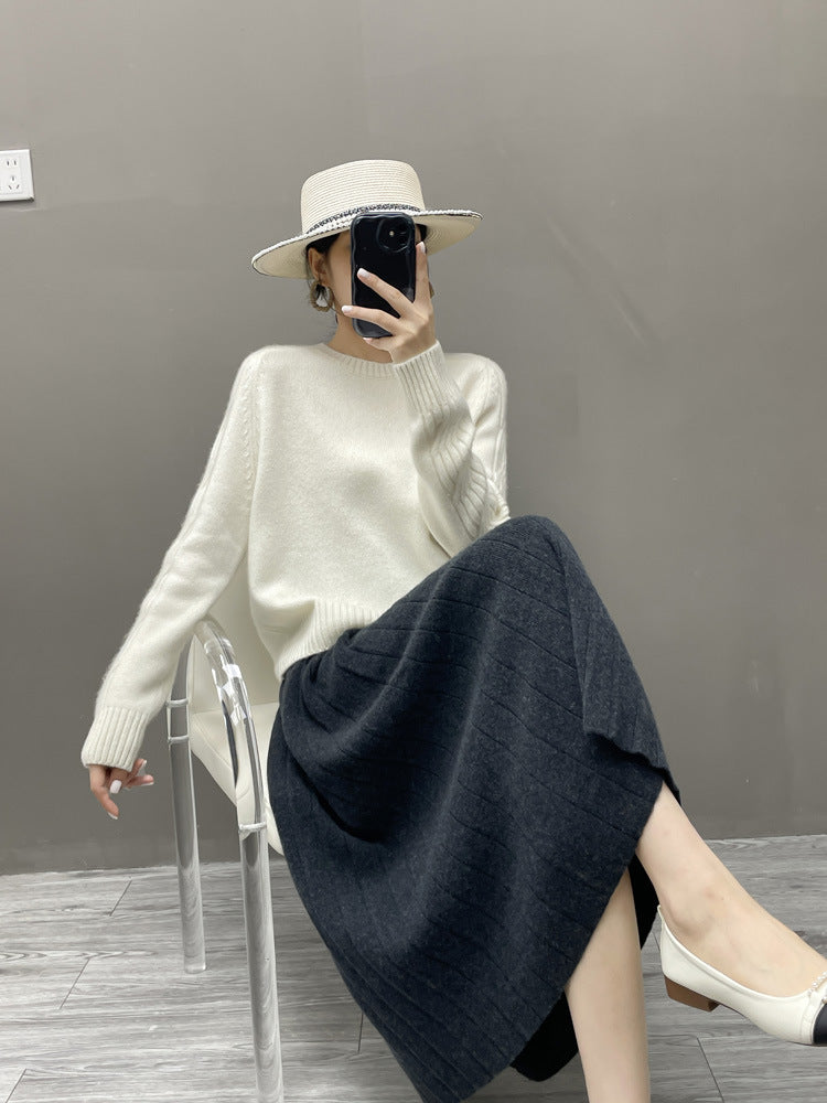 Women’s Cashmere-Wool Pleated Skirt