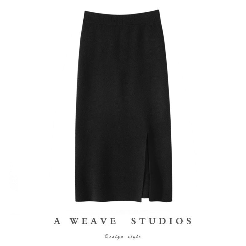 Women’s Cashmere-Wool High-Slit Skirt