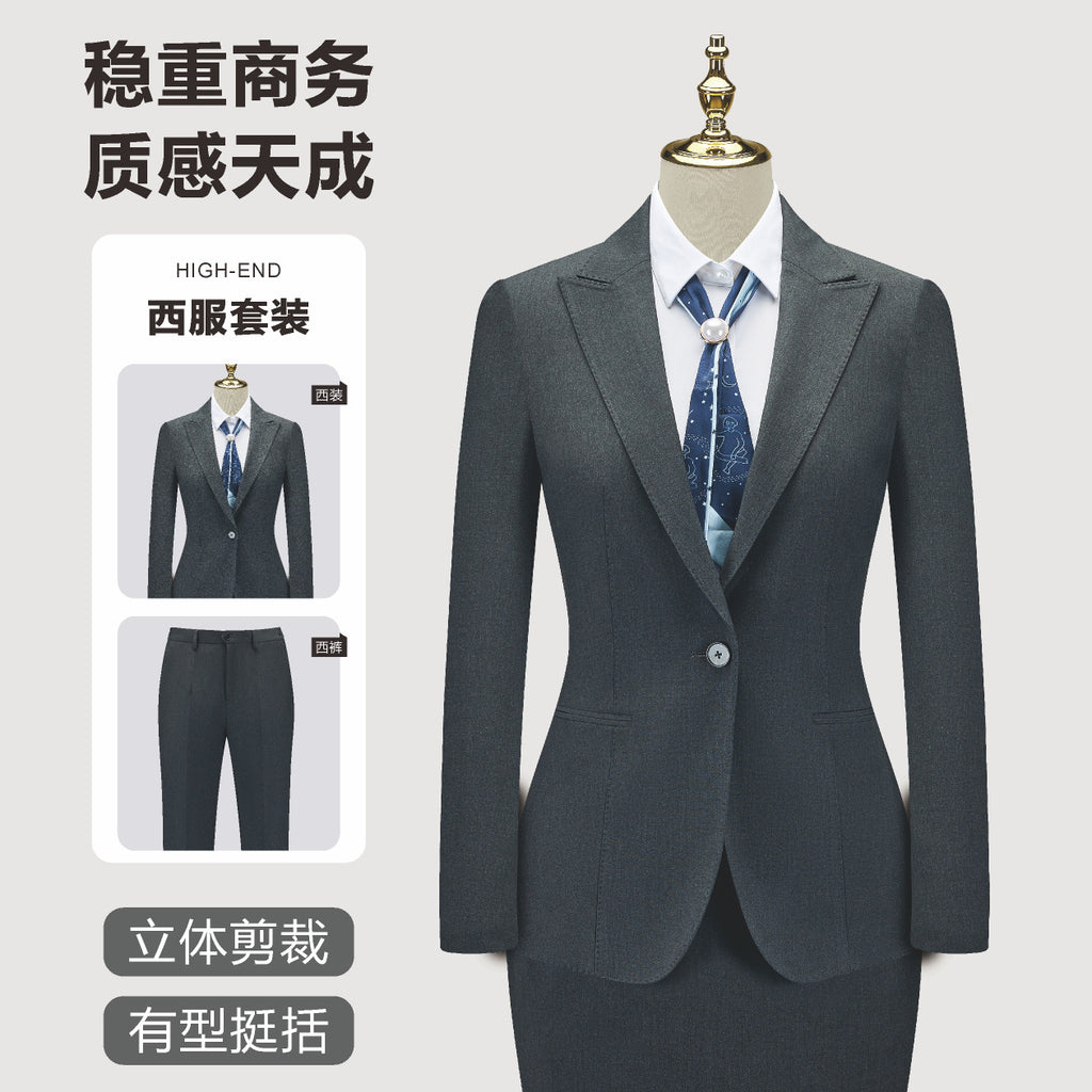 Women's Business Formal Suit, Antibacterial and Anti-Wrinkle Jacket, High-End Bank Workplace Summer Style High-End Work Clothes