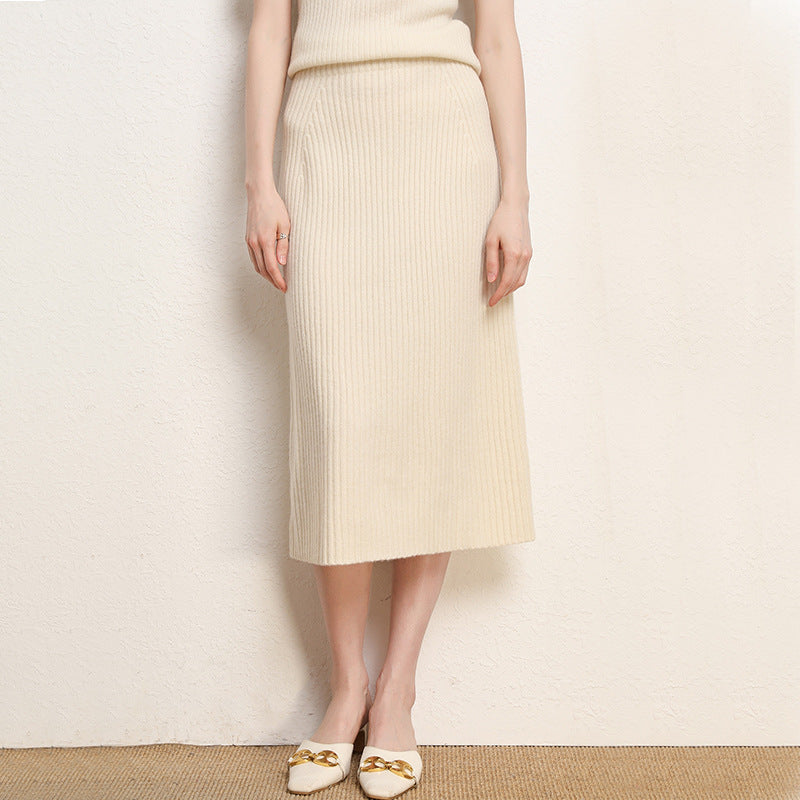 High-Waist Wool-Style Skirt