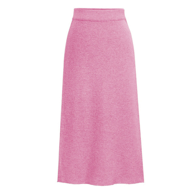 High-Waist Wool-Style Skirt