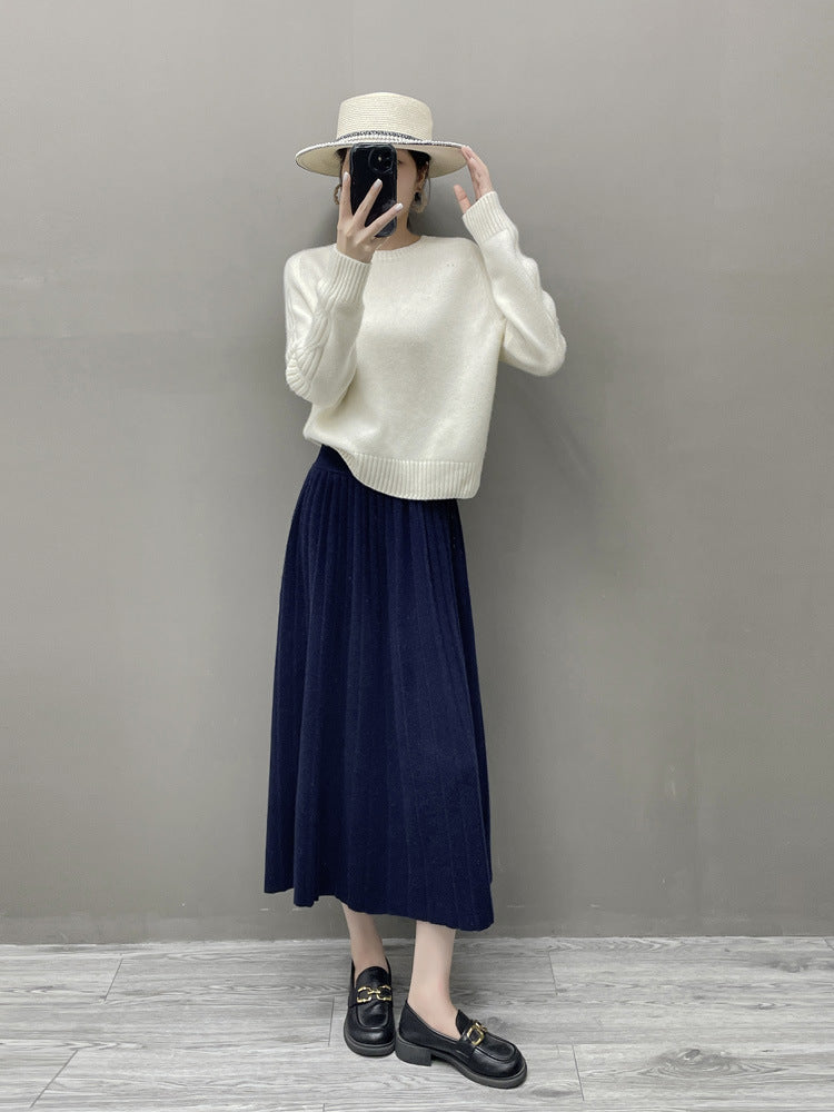 Women’s Cashmere-Wool Pleated Skirt