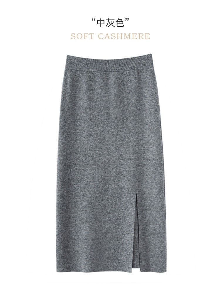 Women’s Cashmere-Wool High-Slit Skirt