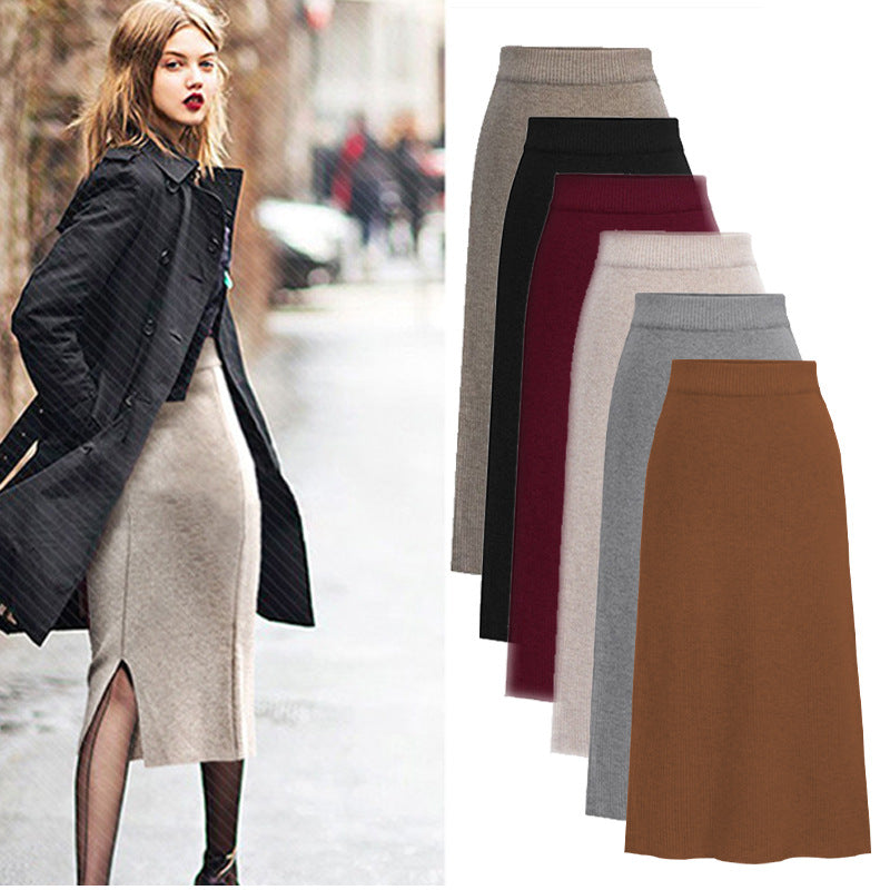 High-Waist Wool-Style Skirt