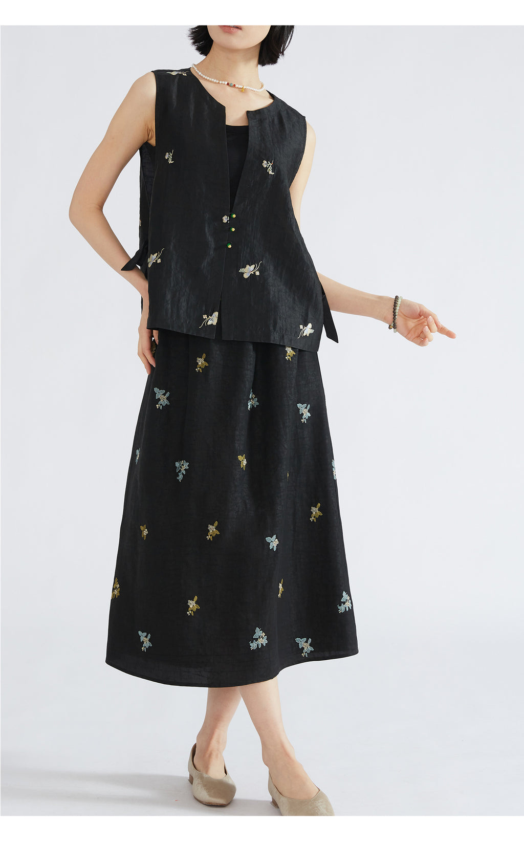 Women’s Mulberry Silk Embroidered Skirt