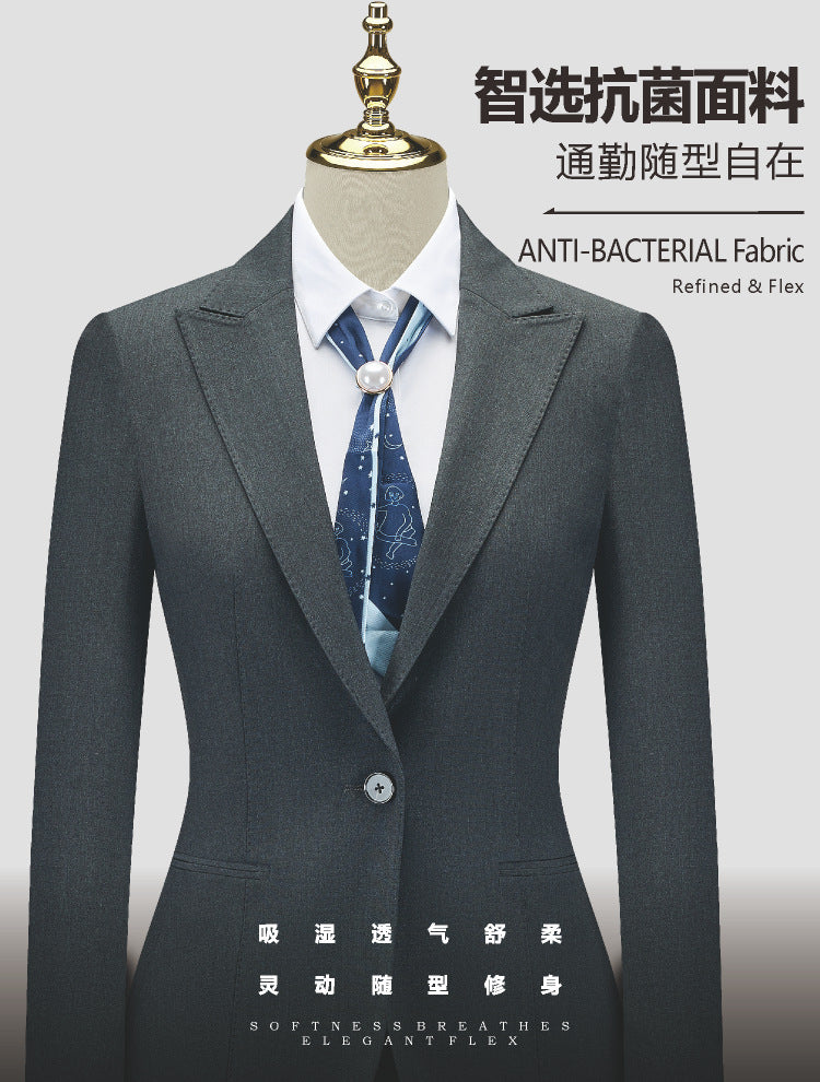 Women's Business Formal Suit, Antibacterial and Anti-Wrinkle Jacket, High-End Bank Workplace Summer Style High-End Work Clothes