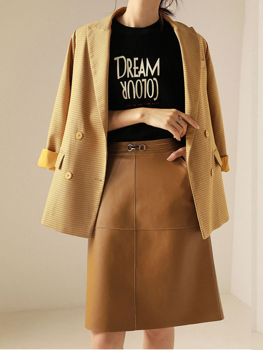 Women’s Sheepskin Leather Midi Skirt