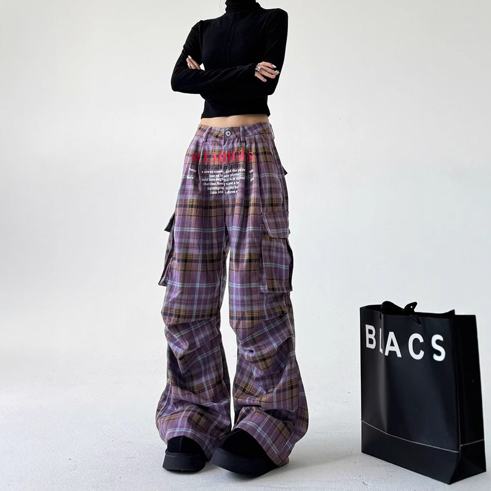 Women’s Retro Plaid Wide-Leg Pants