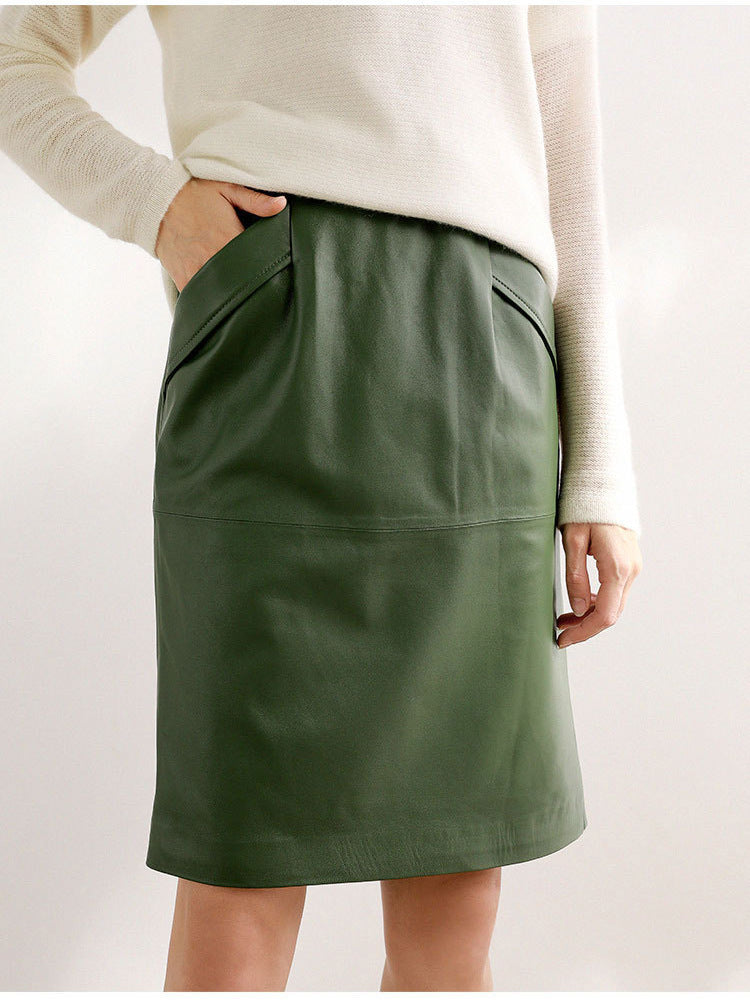 Women’s Lambskin A-Line Midi Skirt