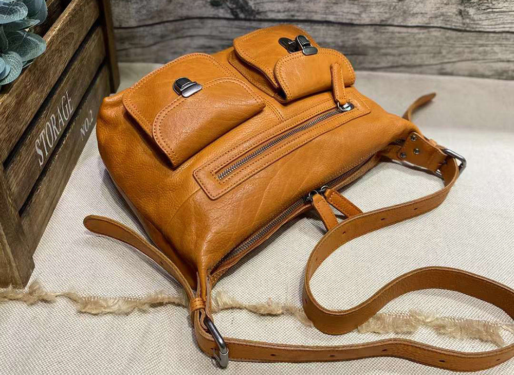 Vegetable-Tanned Leather Shoulder Bag