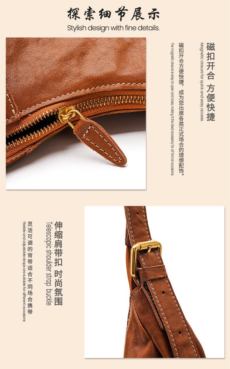 Vegetable-Tanned Leather Shoulder Bag