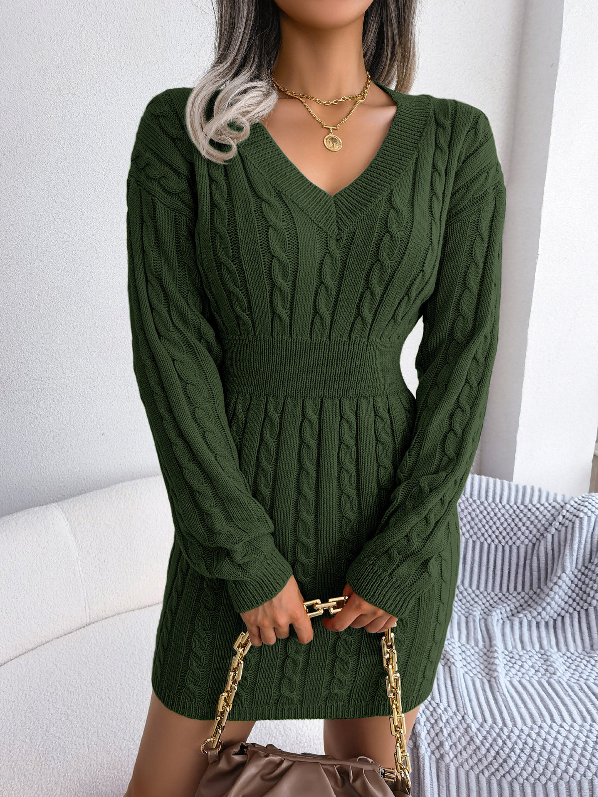 Twist-Waist Sweater Dress