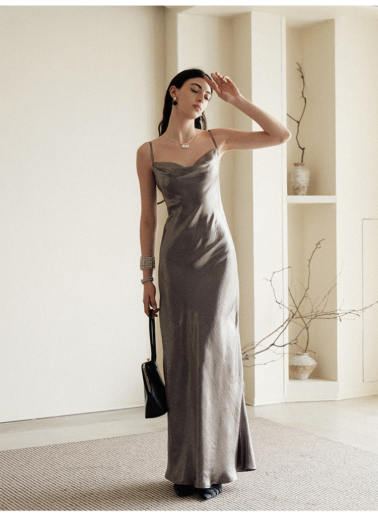 Women’s Pleated Satin-Style Dress