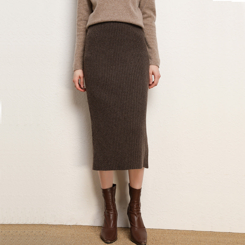 High-Waist Wool-Style Skirt