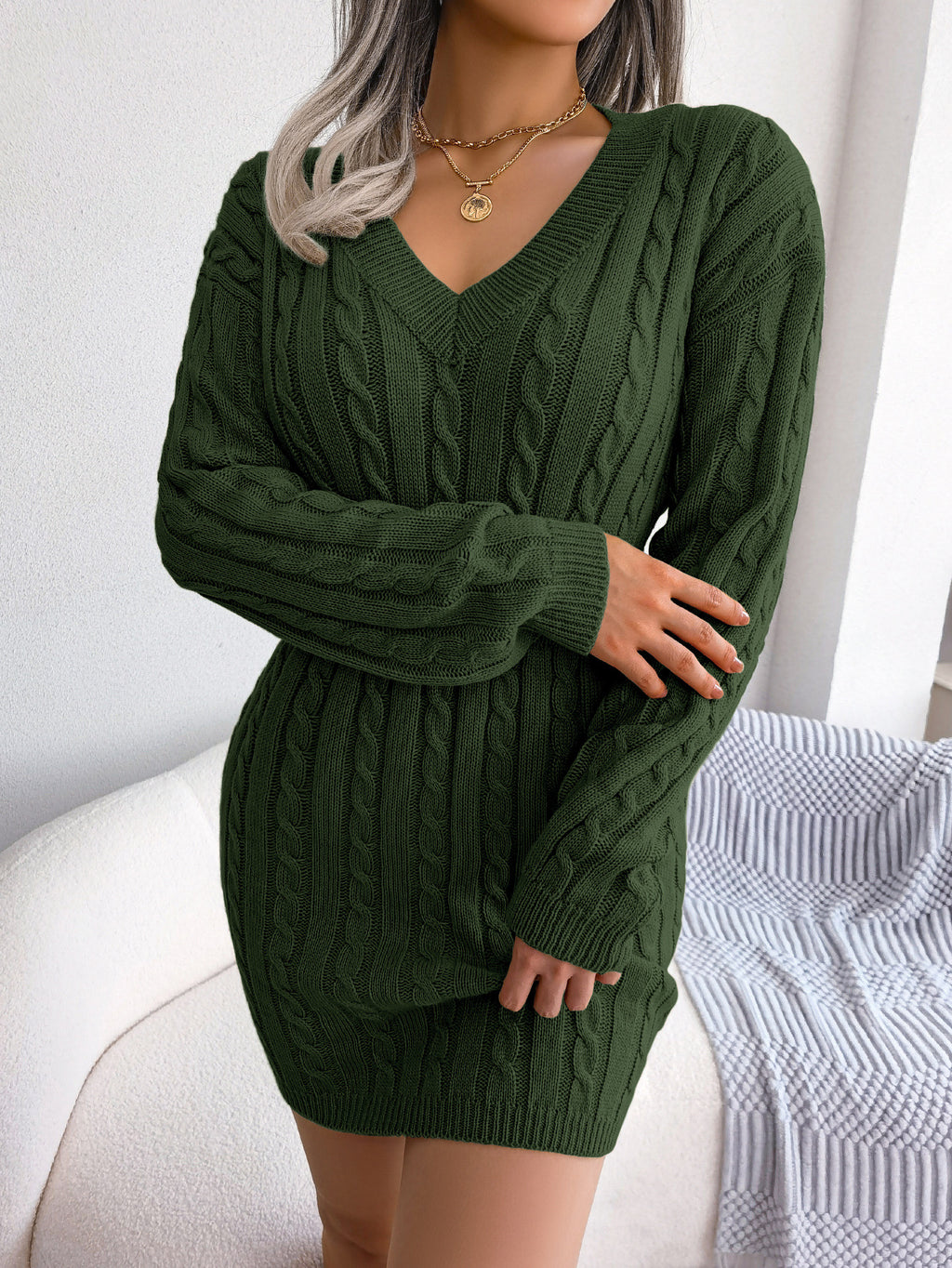 Twist-Waist Sweater Dress