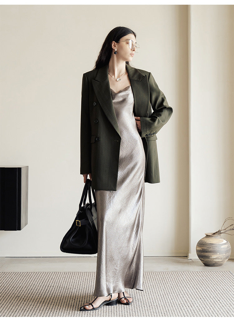 Women’s Pleated Satin-Style Dress