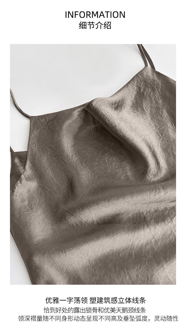 Women’s Pleated Satin-Style Dress