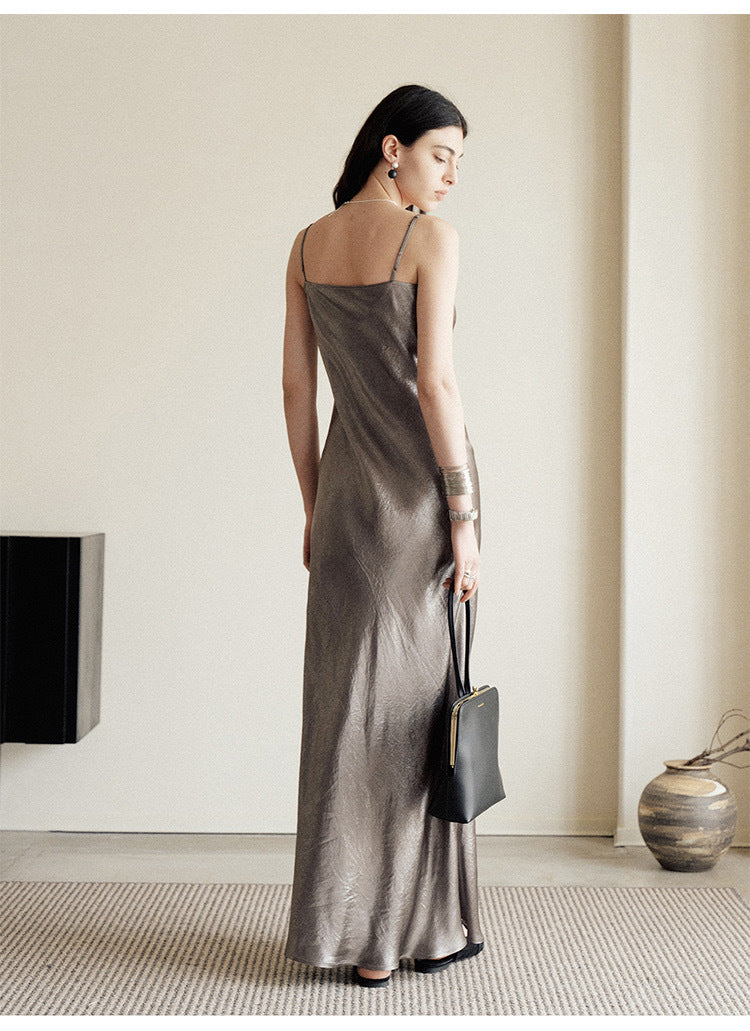 Women’s Pleated Satin-Style Dress