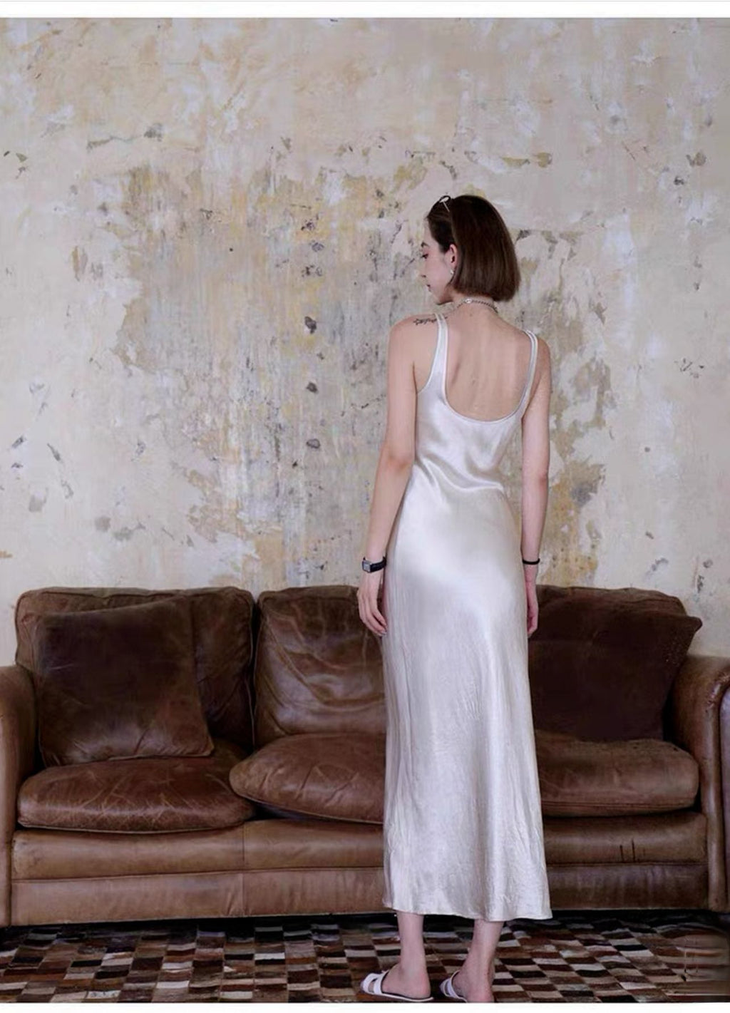 Women’s Pleated Satin Maxi Dress