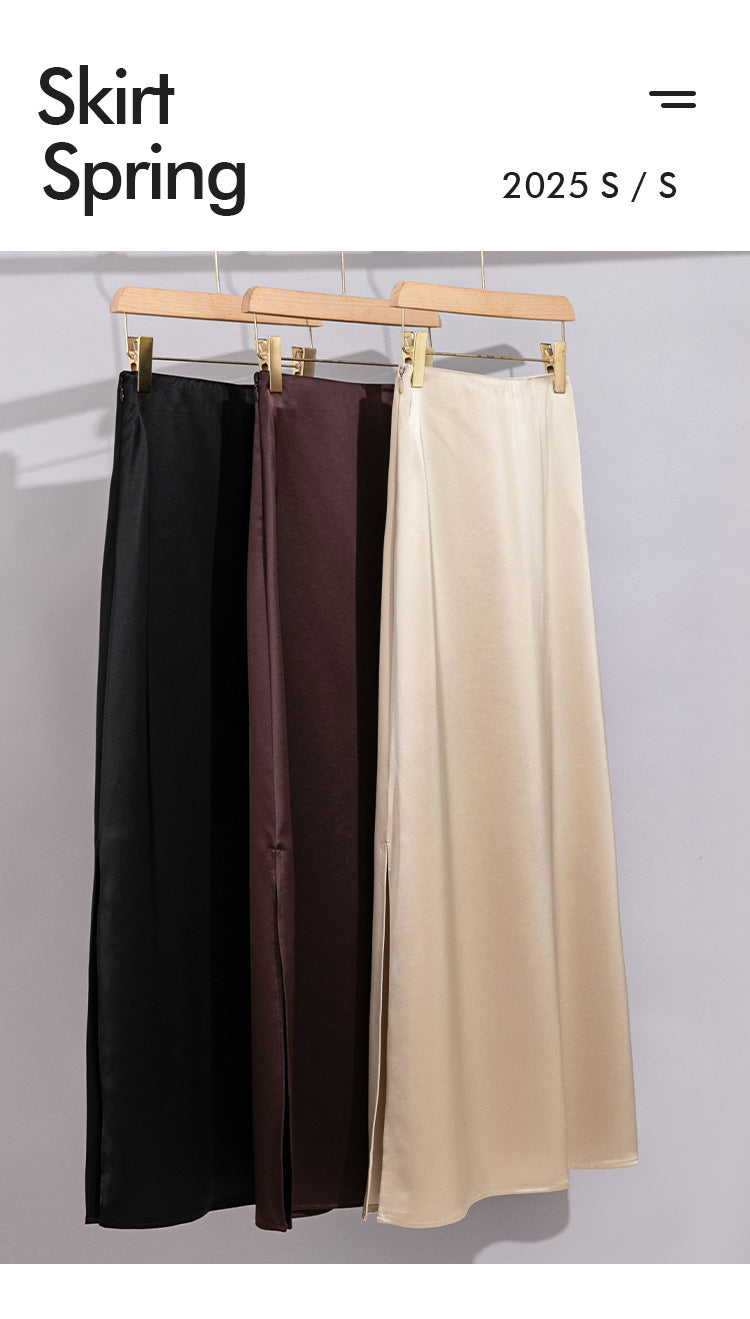 Women’s Acetate High-Waist Slit Skirt