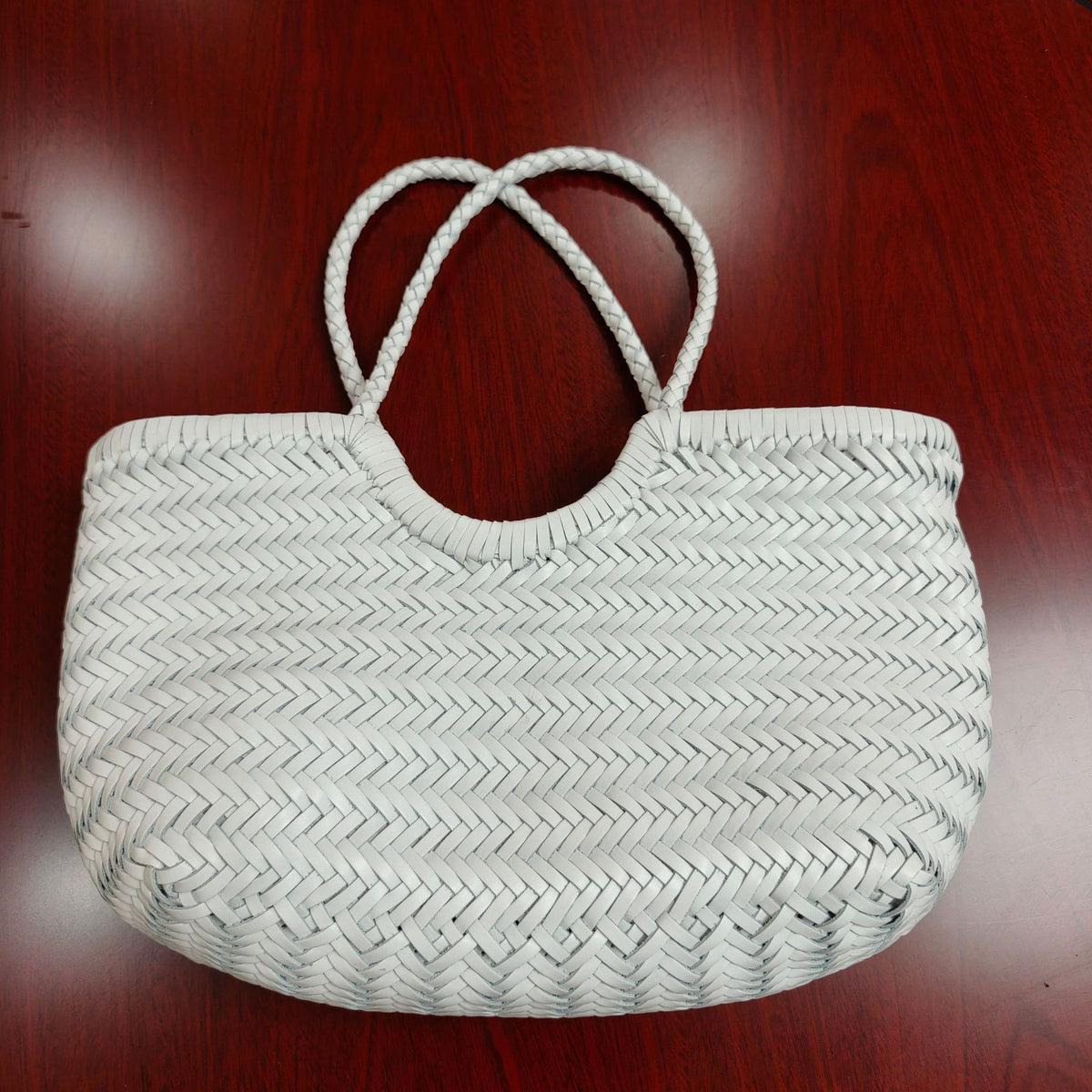 French-Style Woven Leather Tote Bag